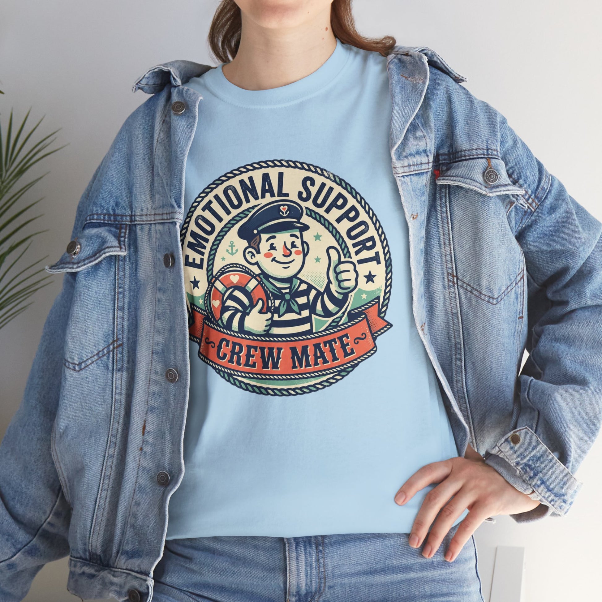 Emotional Support Crew Mate T‑Shirt — Retro Nautical Crewmate Tee Printify