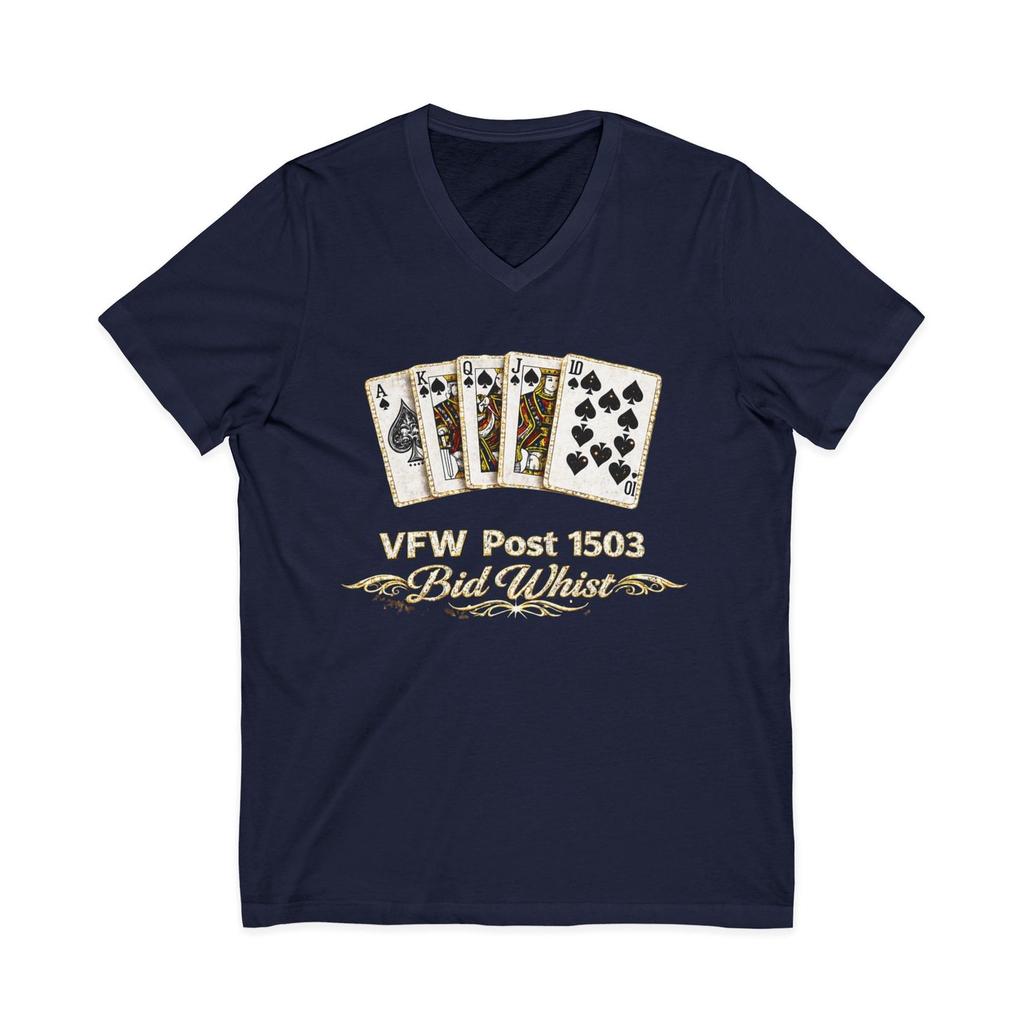 VFW Post 1106 'Bad Beats' Poker Card V-Neck Tee