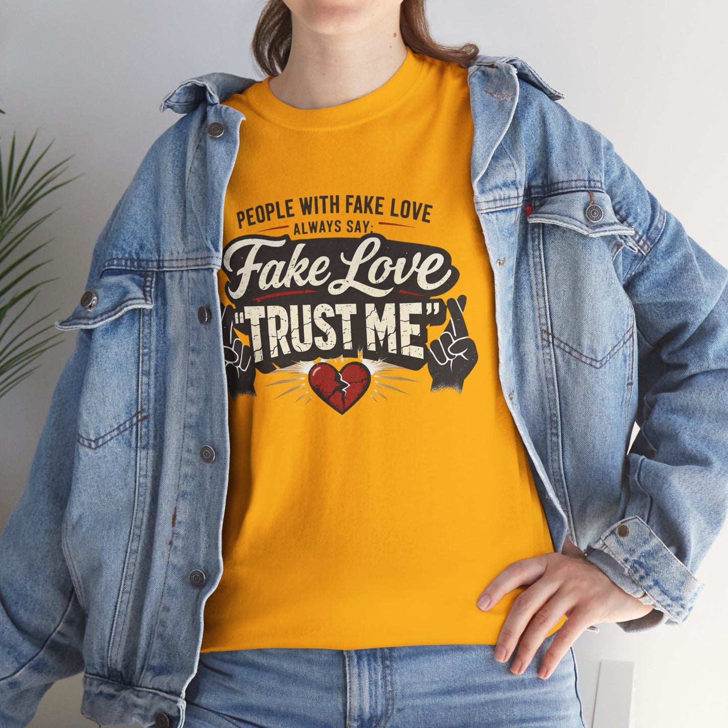 Fake Love Trust Me T-Shirt – Vintage Tattoo Heart Graphic Tee
