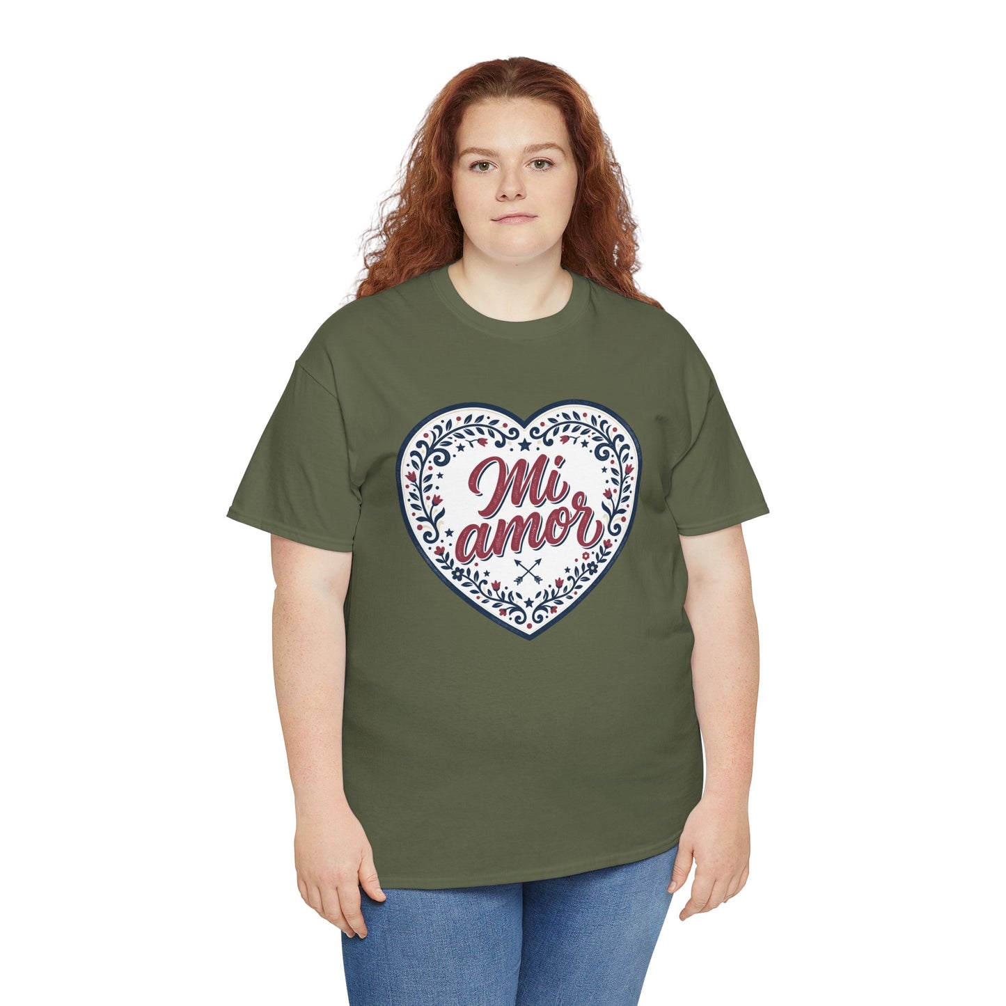 Mi Amor Heart T-Shirt — Romantic Floral Graphic Tee for Valentine’s Day