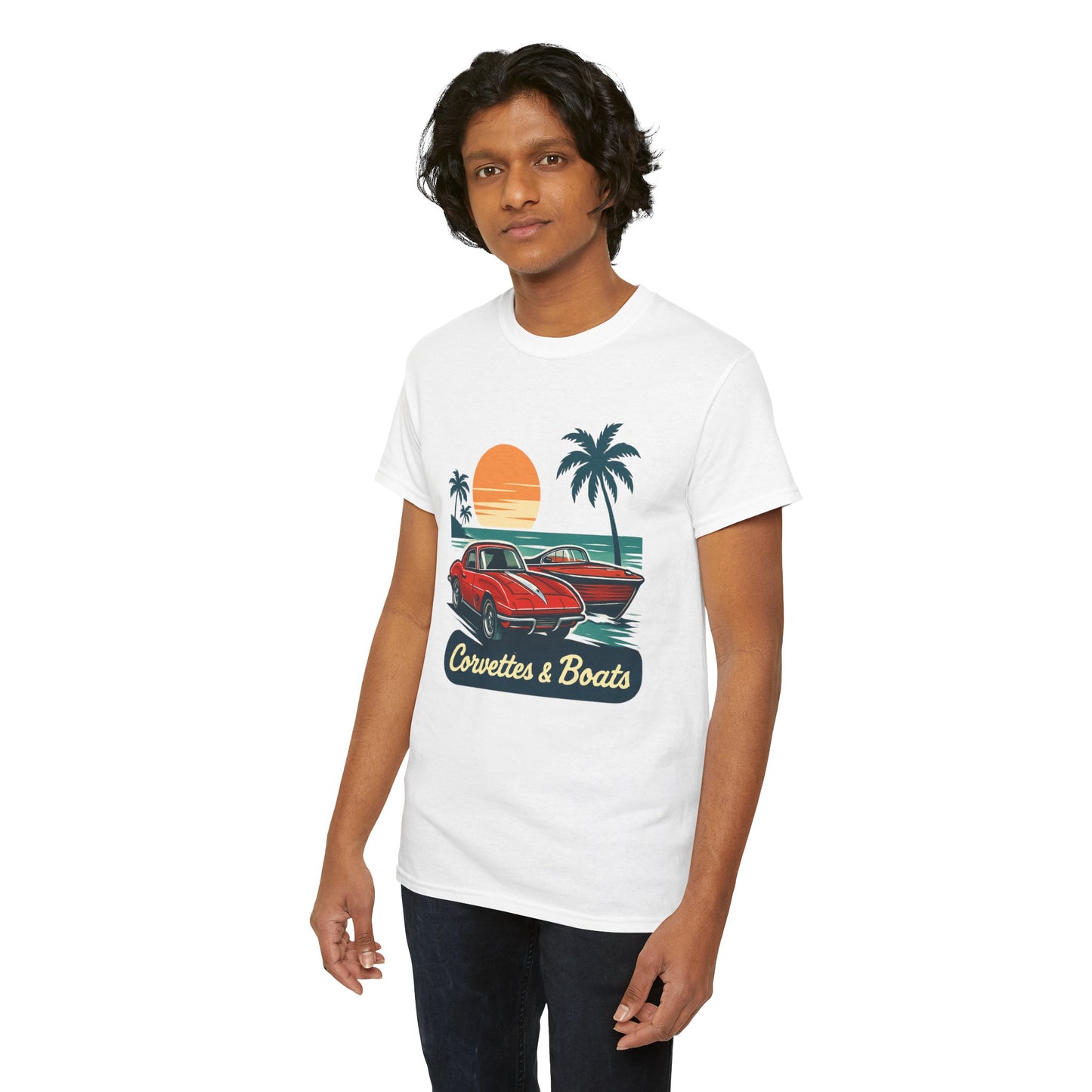 Corvettes & Boats Retro Sunset T‑Shirt