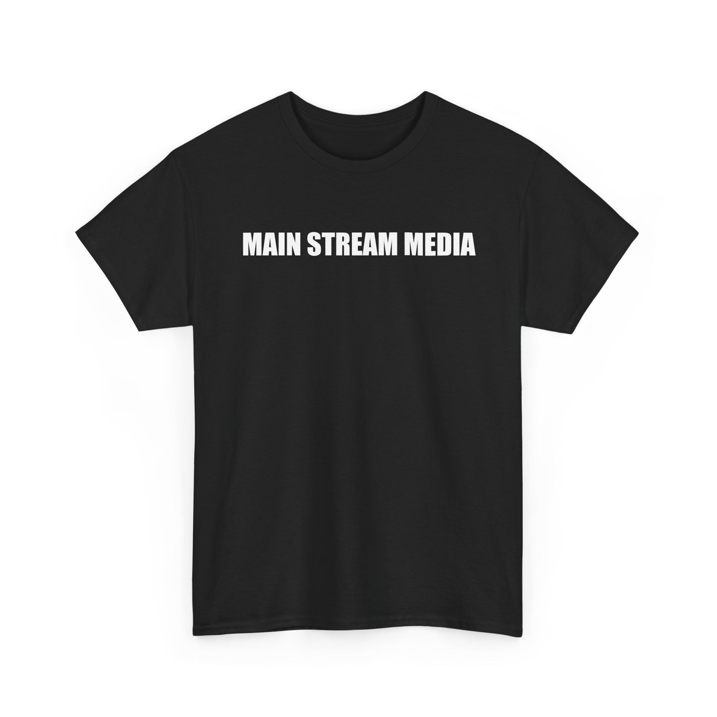 Main Stream Media Graphic Tee — Bold Statement Black T‑Shirt