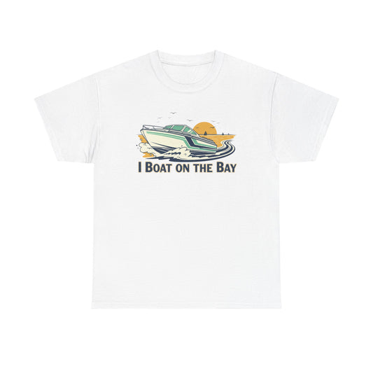 Boat on the Bay T-Shirt — Retro Motorboat Sunset Tee