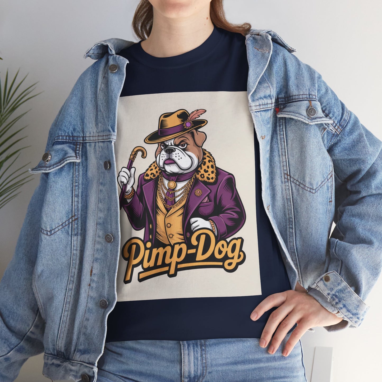 Pimp-Dog Graphic Tee — Retro Bulldog Character Shirt Printify