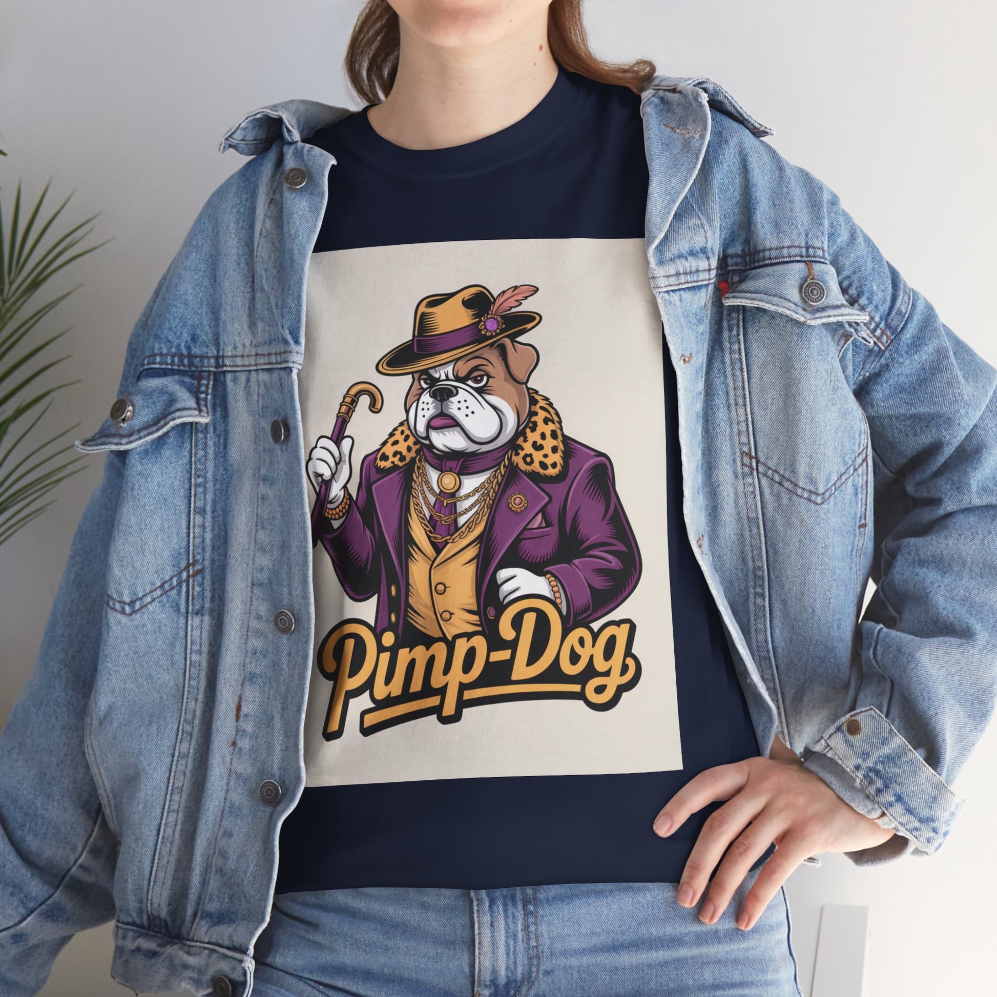 Pimp-Dog Graphic Tee — Retro Bulldog Character Shirt Printify
