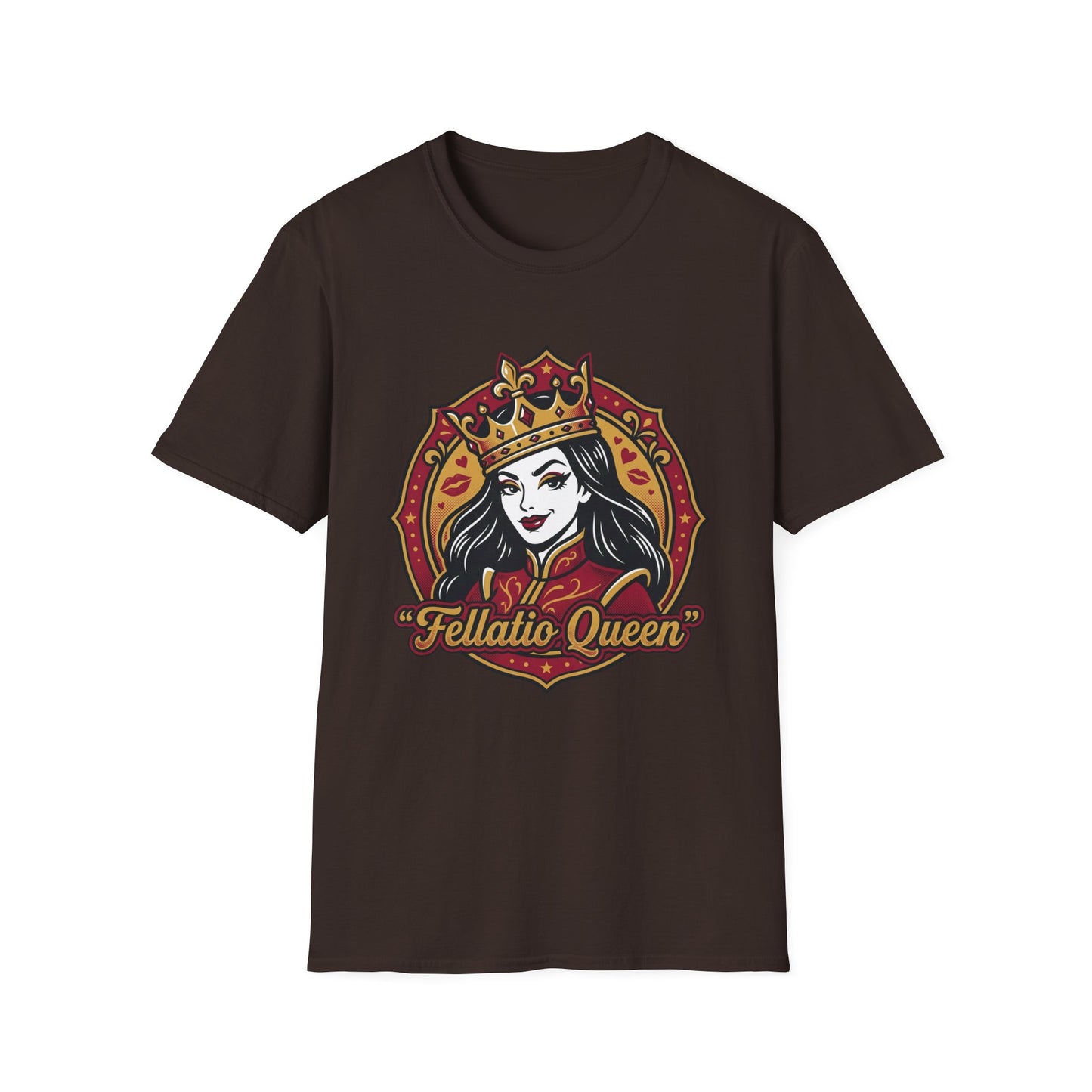 "Fellatio Queen" Retro Pinup Crown Graphic Tee Printify