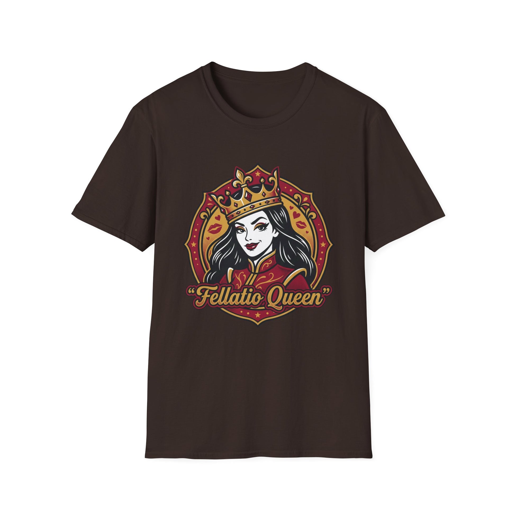 "Fellatio Queen" Retro Pinup Crown Graphic Tee Printify