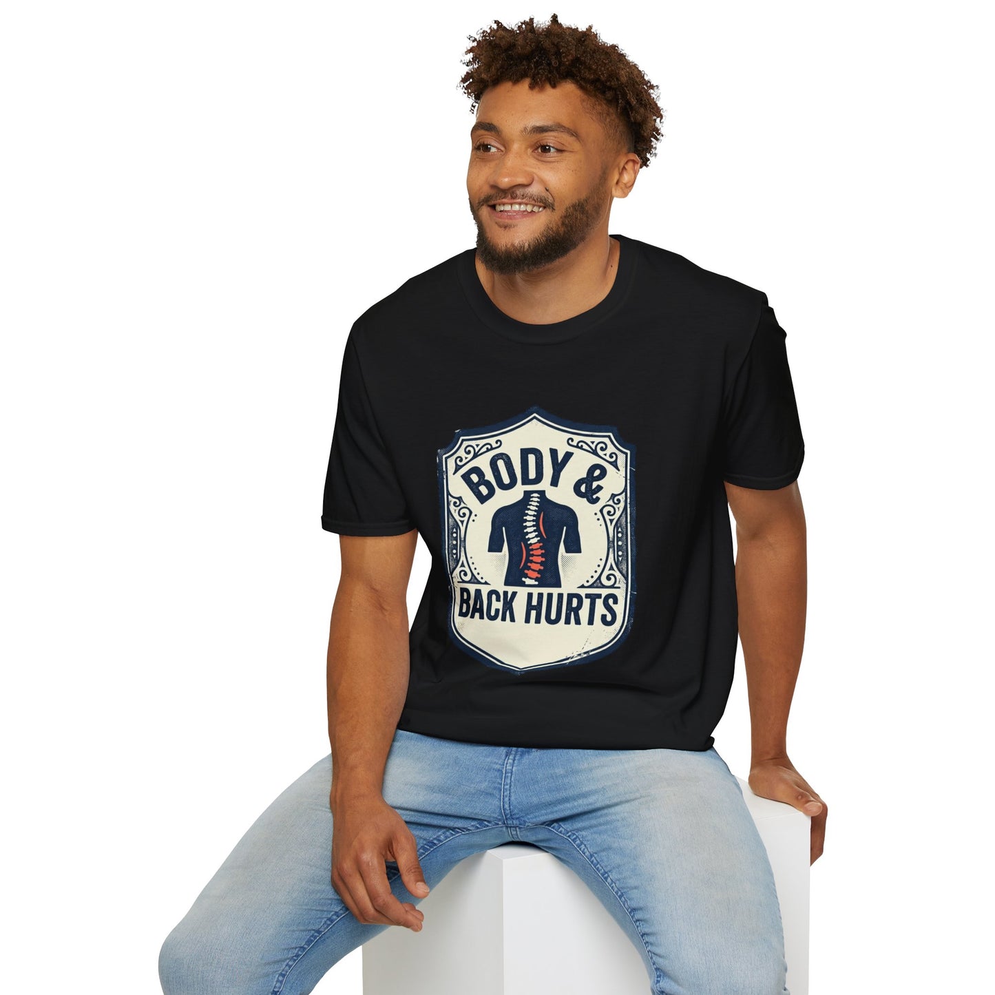 Back Hurts T-Shirt — Body & Back Hurts Graphic Tee for Spine Pain Relief Awareness
