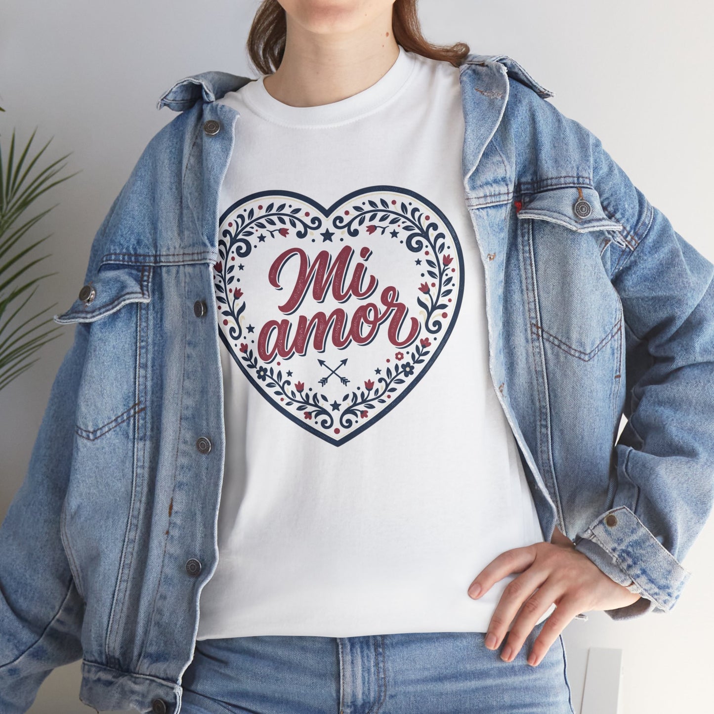 Mi Amor Heart T-Shirt — Romantic Floral Graphic Tee for Valentine’s Day