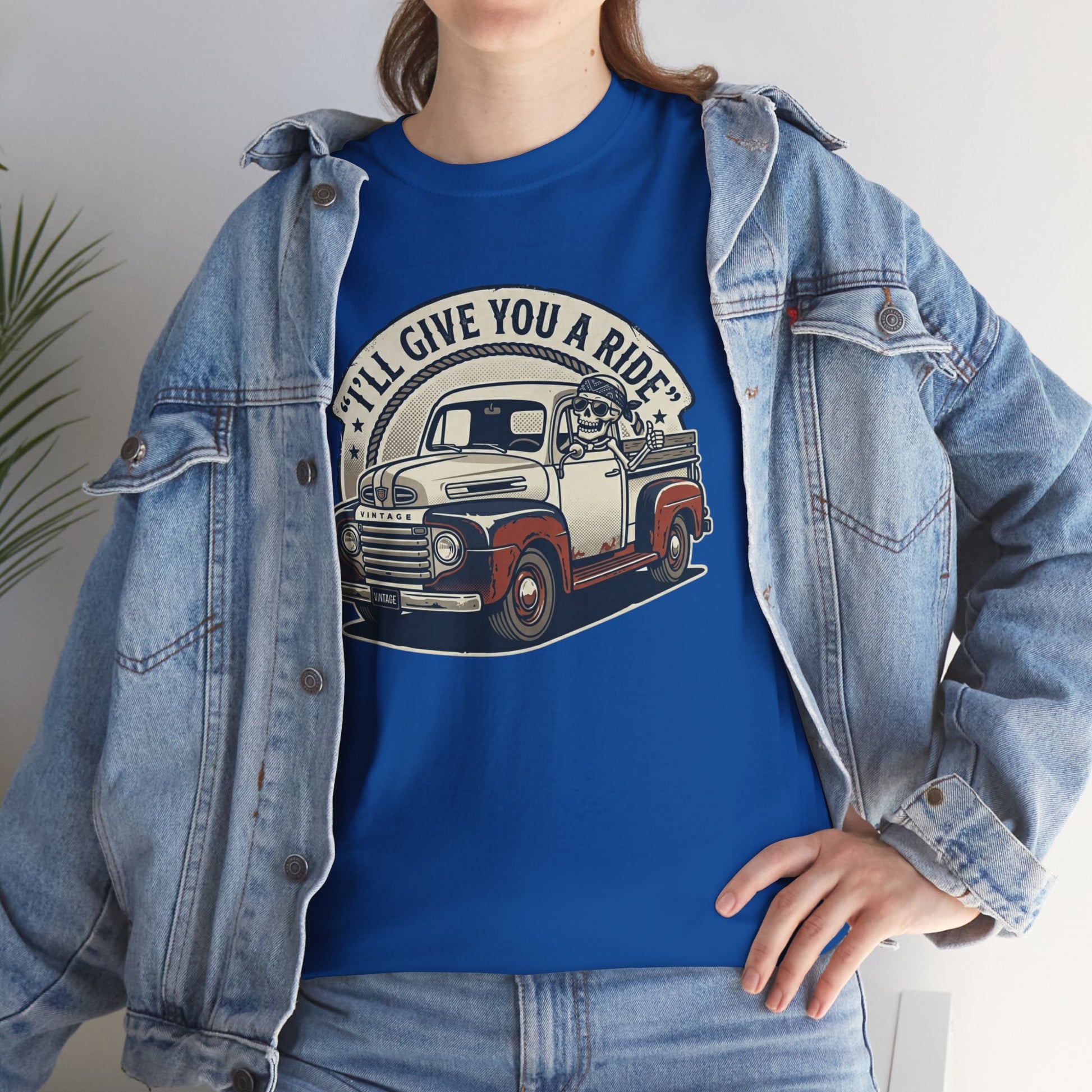 Vintage Pickup Truck T-Shirt — “I’ll Give You a Ride” Classic Retro Tee Printify