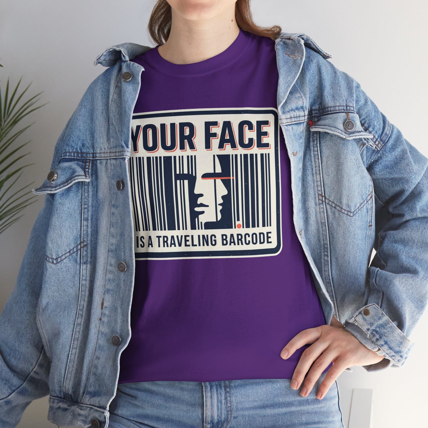 "Your Face Is a Traveling Barcode" Graphic Tee