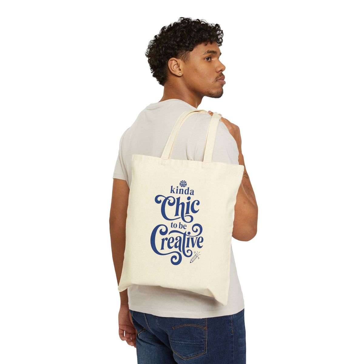 Kinda Chic to be Creative Tote | Canvas Tote, Hand Lettering, Retro Script