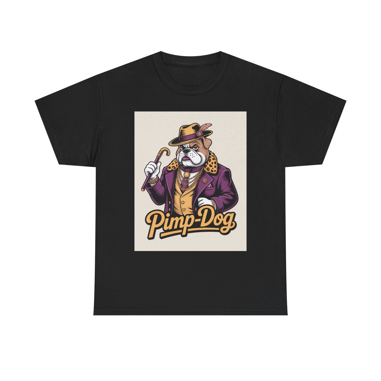 Pimp-Dog Graphic Tee — Retro Bulldog Character Shirt Printify