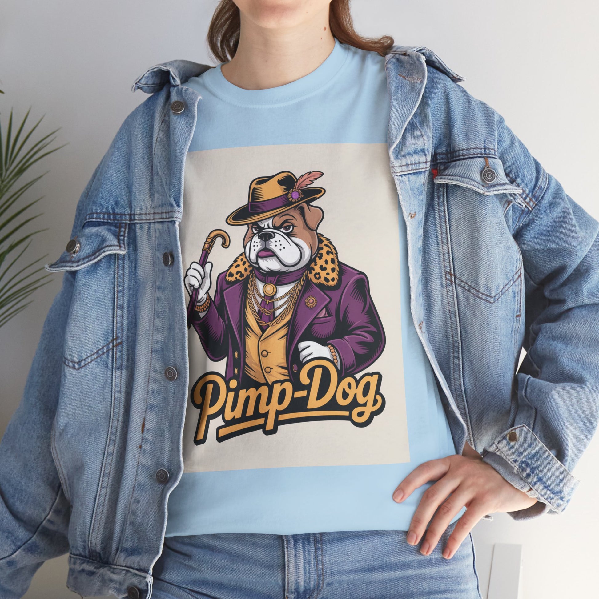 Pimp-Dog Graphic Tee — Retro Bulldog Character Shirt Printify