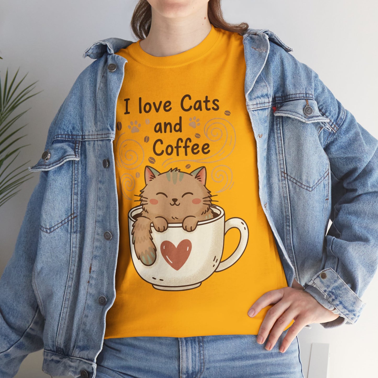 Cat and Coffee T‑Shirt — "I Love Cats and Coffee" Cute Cat in Mug Tee