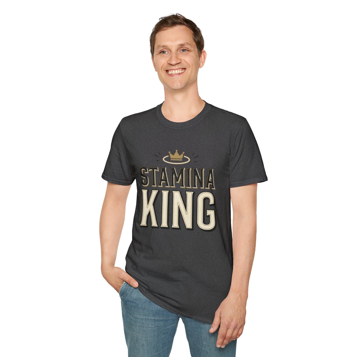 Stamina King T-Shirt — Bold Crown Fitness Tee for Workout Motivation