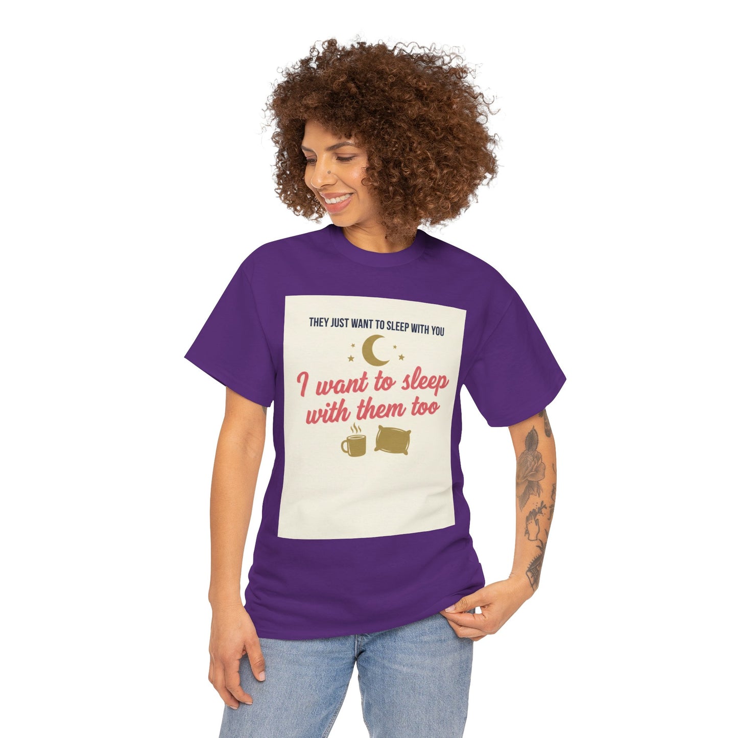 Sleepy Cats T-Shirt — "I Want to Sleep with Them Too" Cute Nighttime Pet Tee
