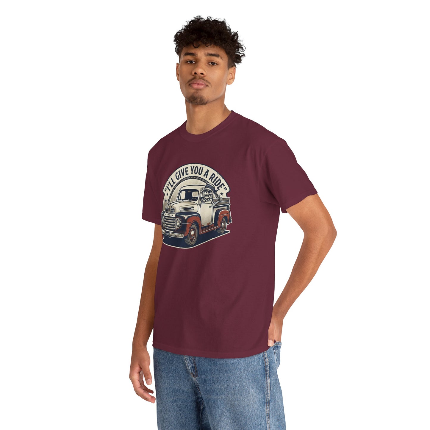 Vintage Pickup Truck T-Shirt — “I’ll Give You a Ride” Classic Retro Tee Printify