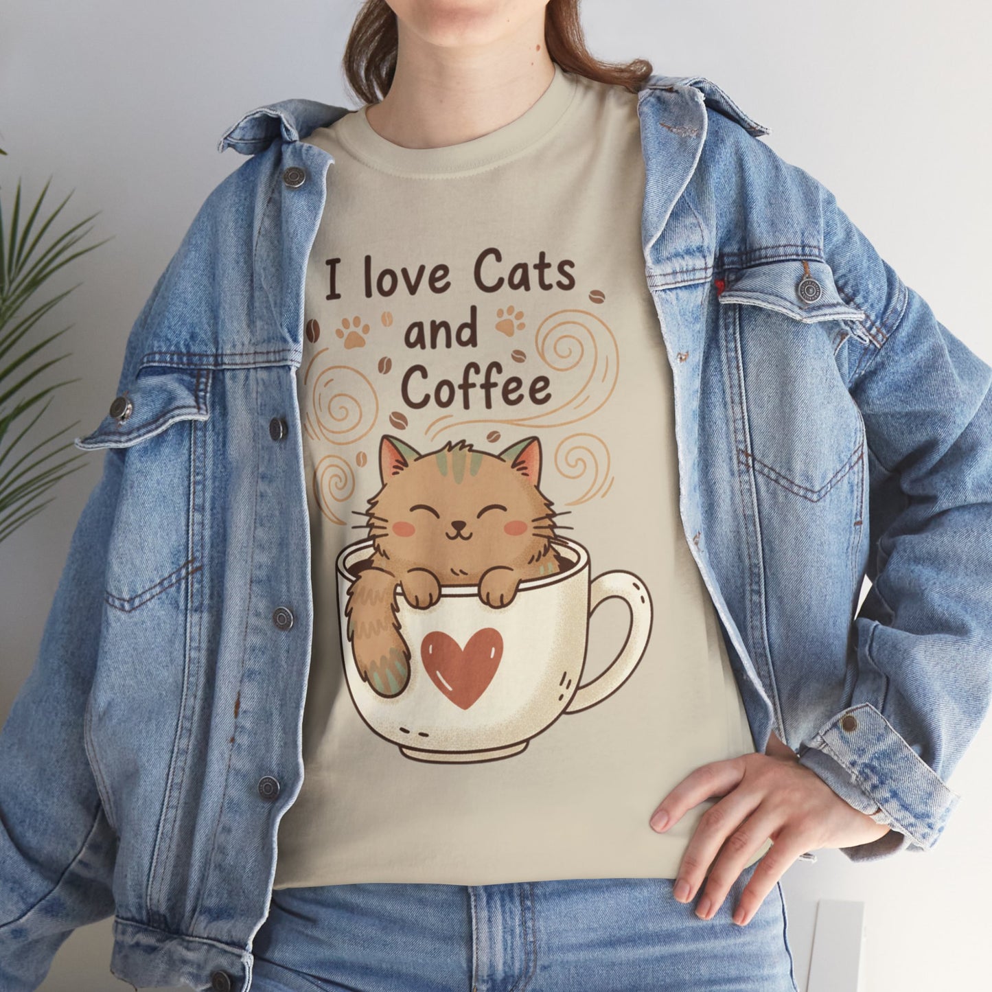 Cat and Coffee T‑Shirt — "I Love Cats and Coffee" Cute Cat in Mug Tee