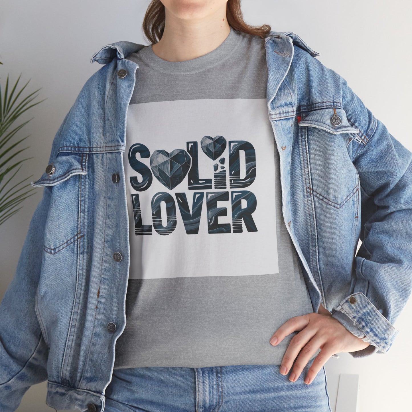 Solid Lover T‑Shirt — Bold Heart Typography Tee for Couples & Romance