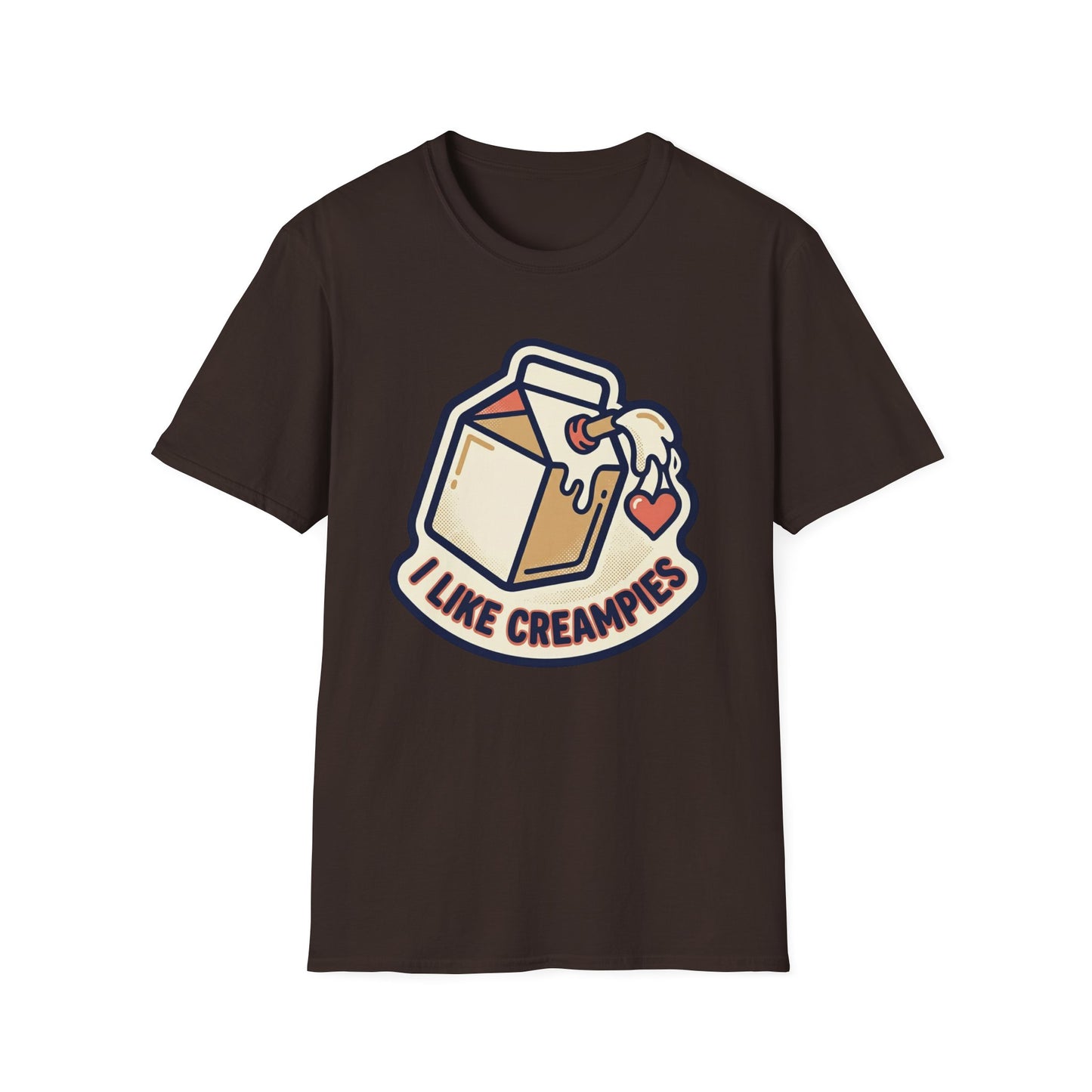 Cream Pie Cartoon T-Shirt — "I Like Creampies" Retro Milk Carton Graphic Tee