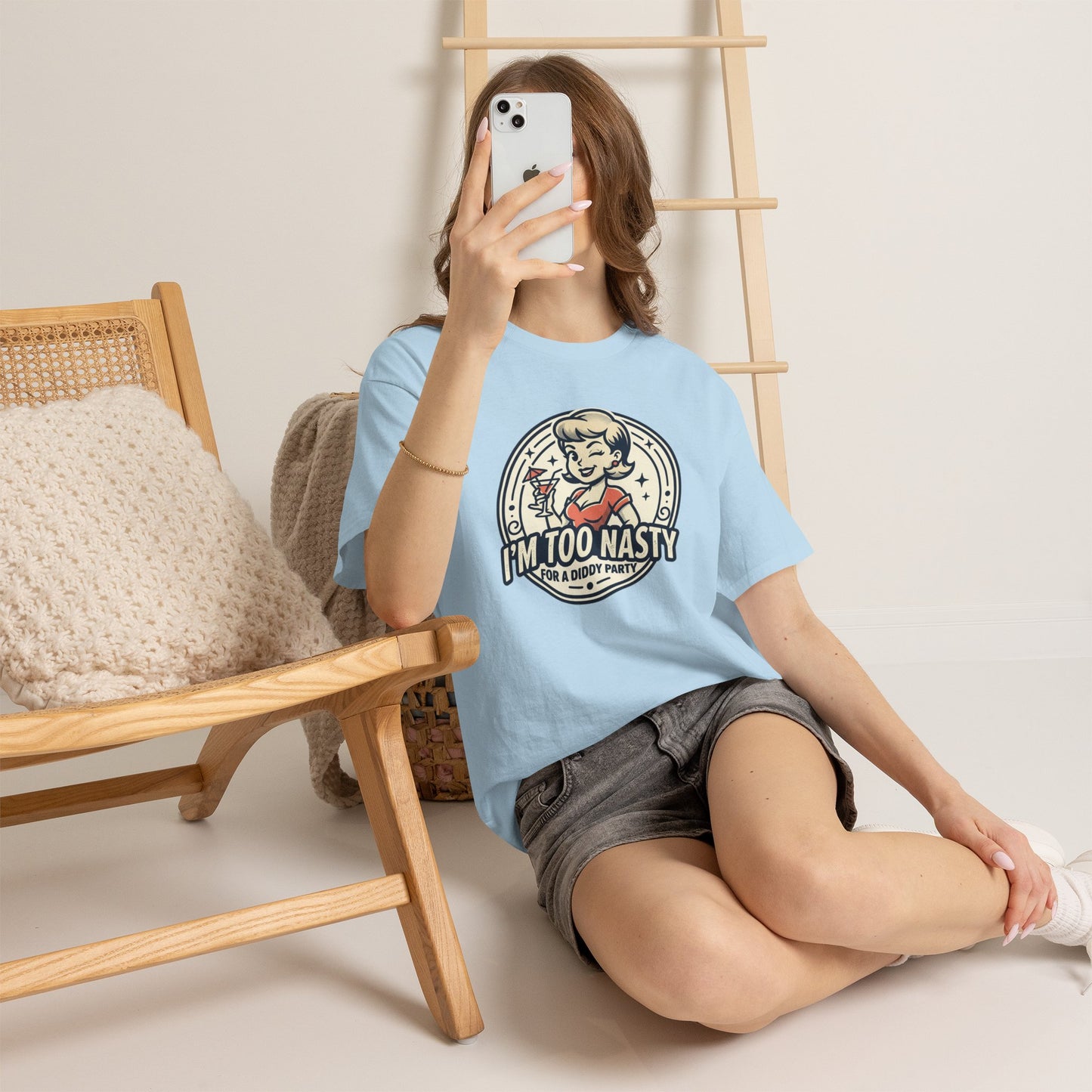"I'm Too Nasty for a Diddy Party" Retro Cocktail Graphic Tee