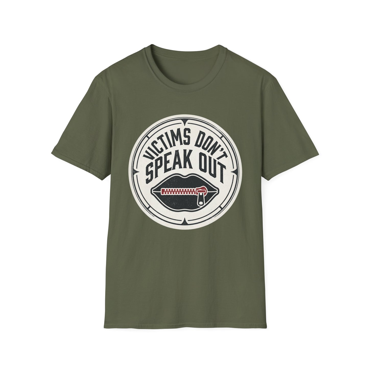 T-Shirt — "Victims Don't Speak Out" Graphic Tee (Awareness Statement)