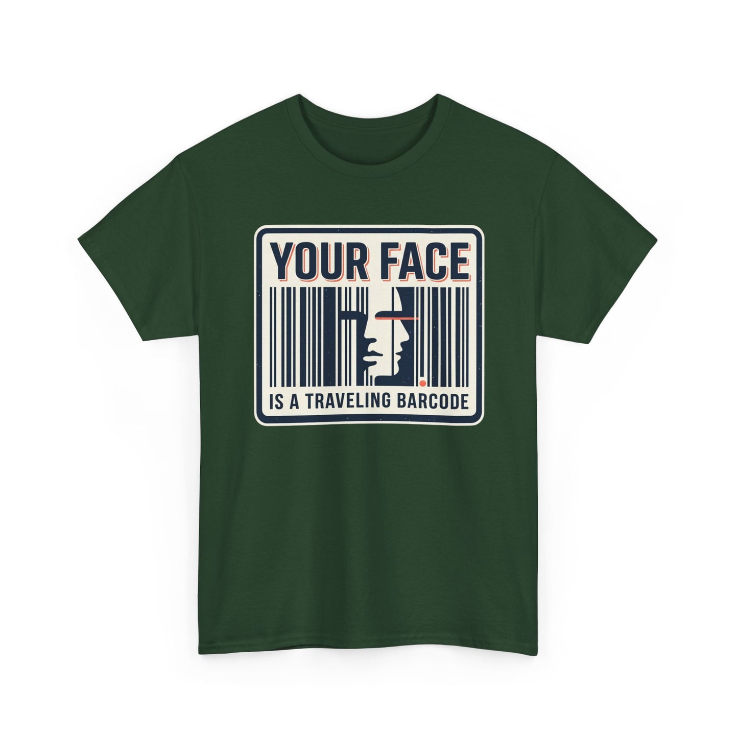 "Your Face Is a Traveling Barcode" Graphic Tee