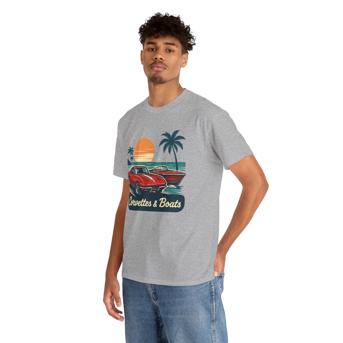Corvettes & Boats Retro Sunset T‑Shirt