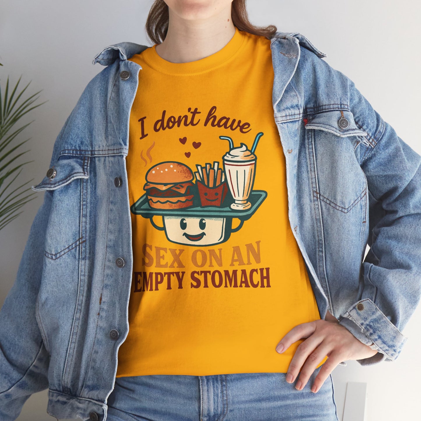 "I Don't Have Sex on an Empty Stomach" Burger & Milkshake Funny T-Shirt