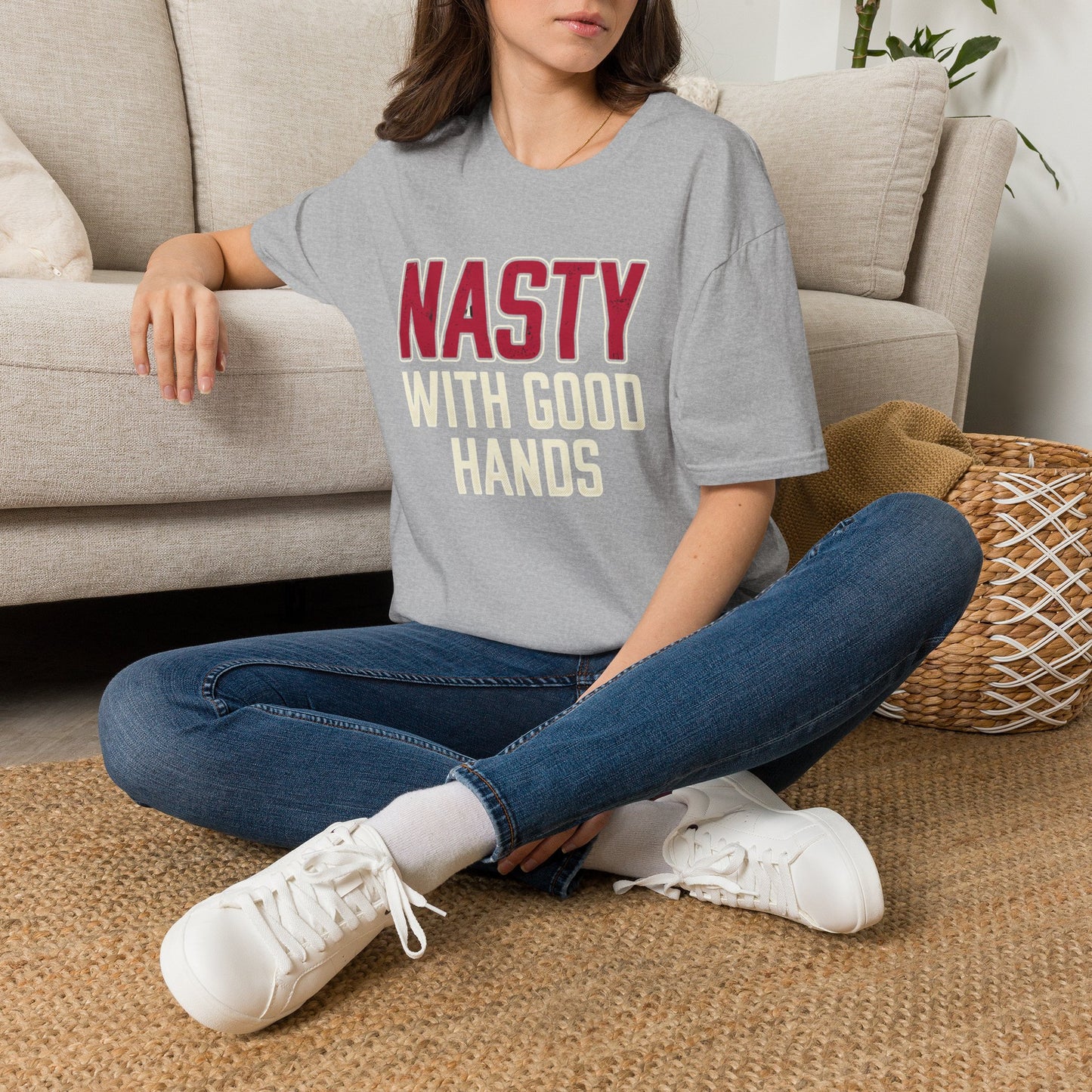"NASTY With Good Hands" Bold Lettering Graphic Tee