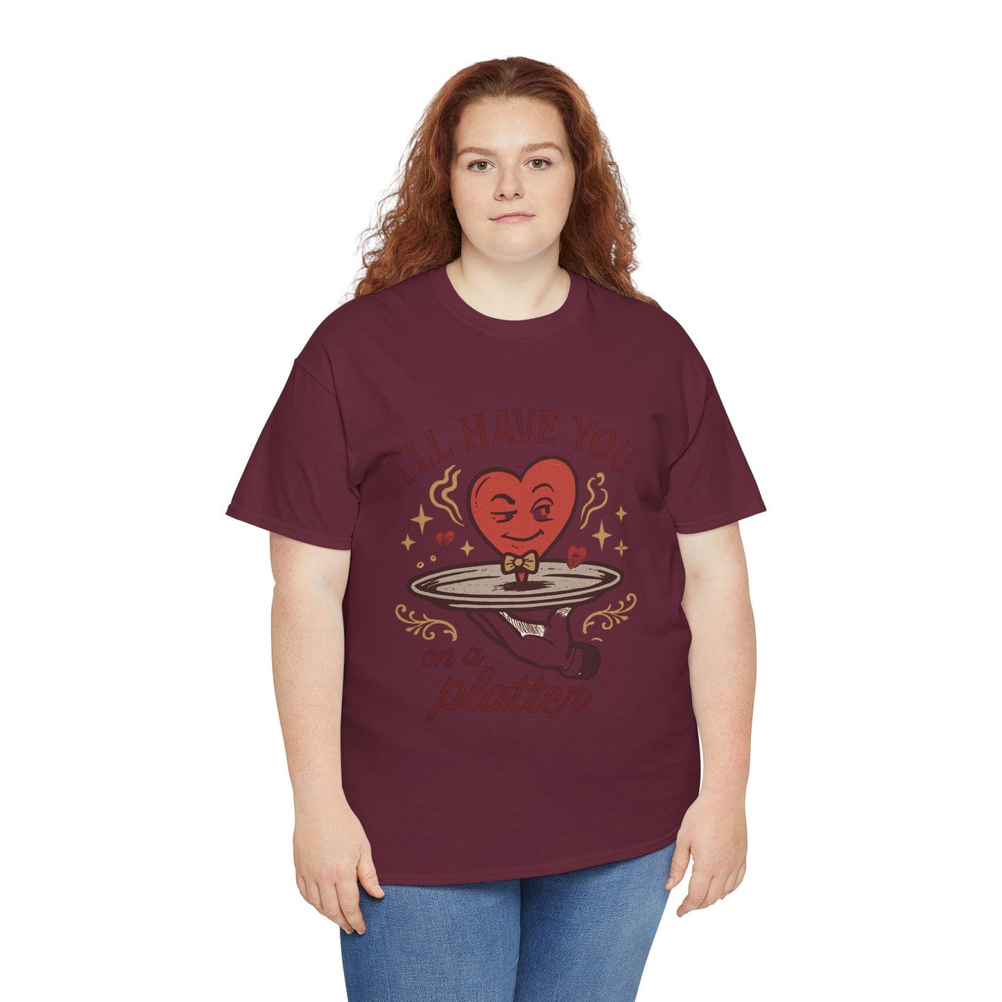 Valentine Heart on a Platter T-Shirt — I'll Have You on a Platter Cute Romantic Tee