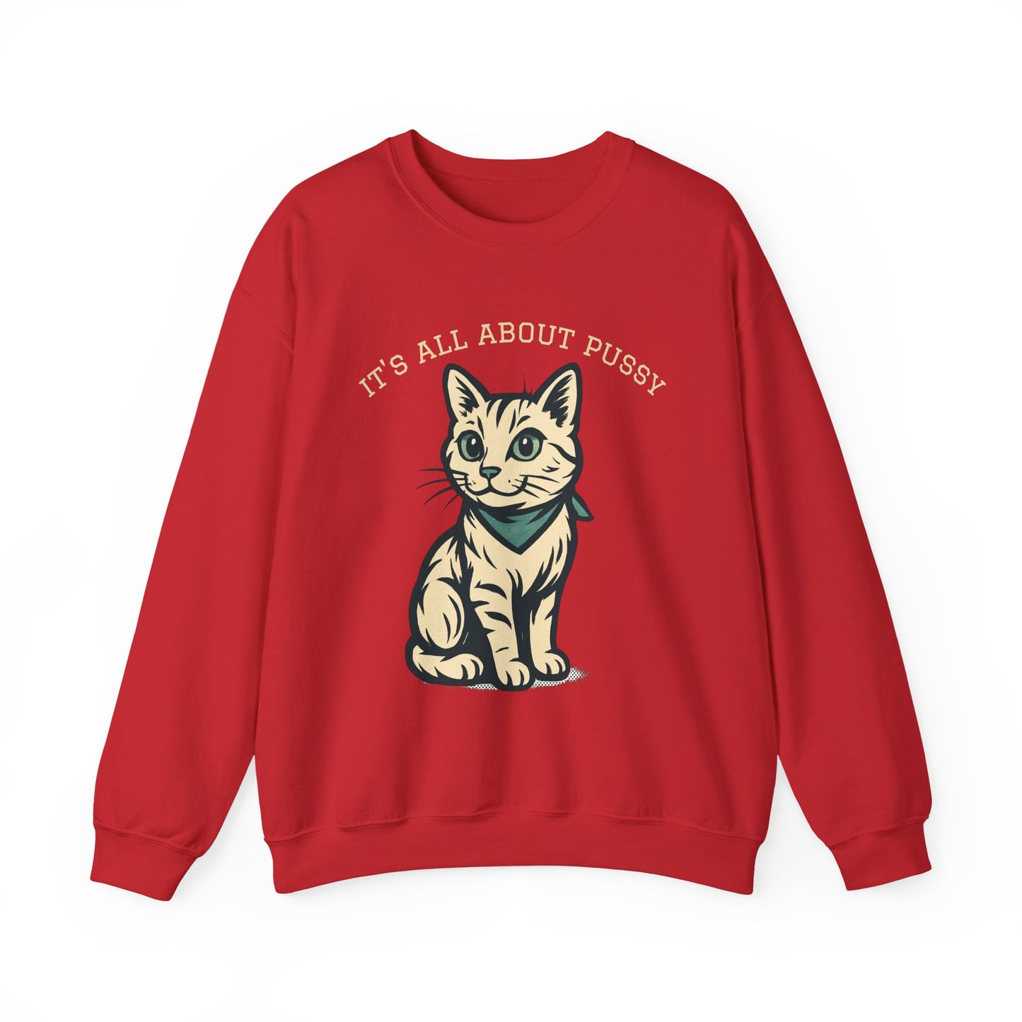 Cute Kitten Pullover Sweatshirt — Vintage Cat Illustration Crewneck