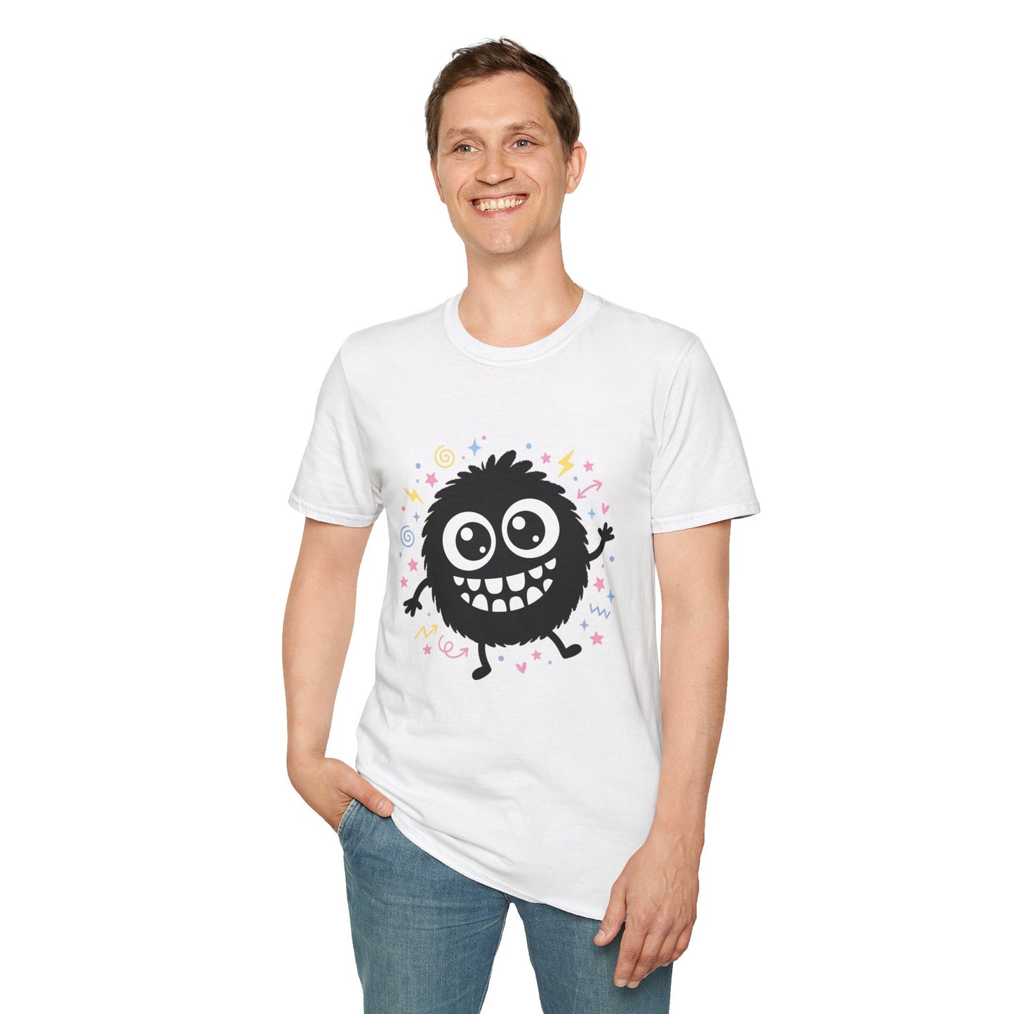 Cute Fuzzy Monster T-Shirt — Playful Cartoon Graphic Tee for Kids & Adults
