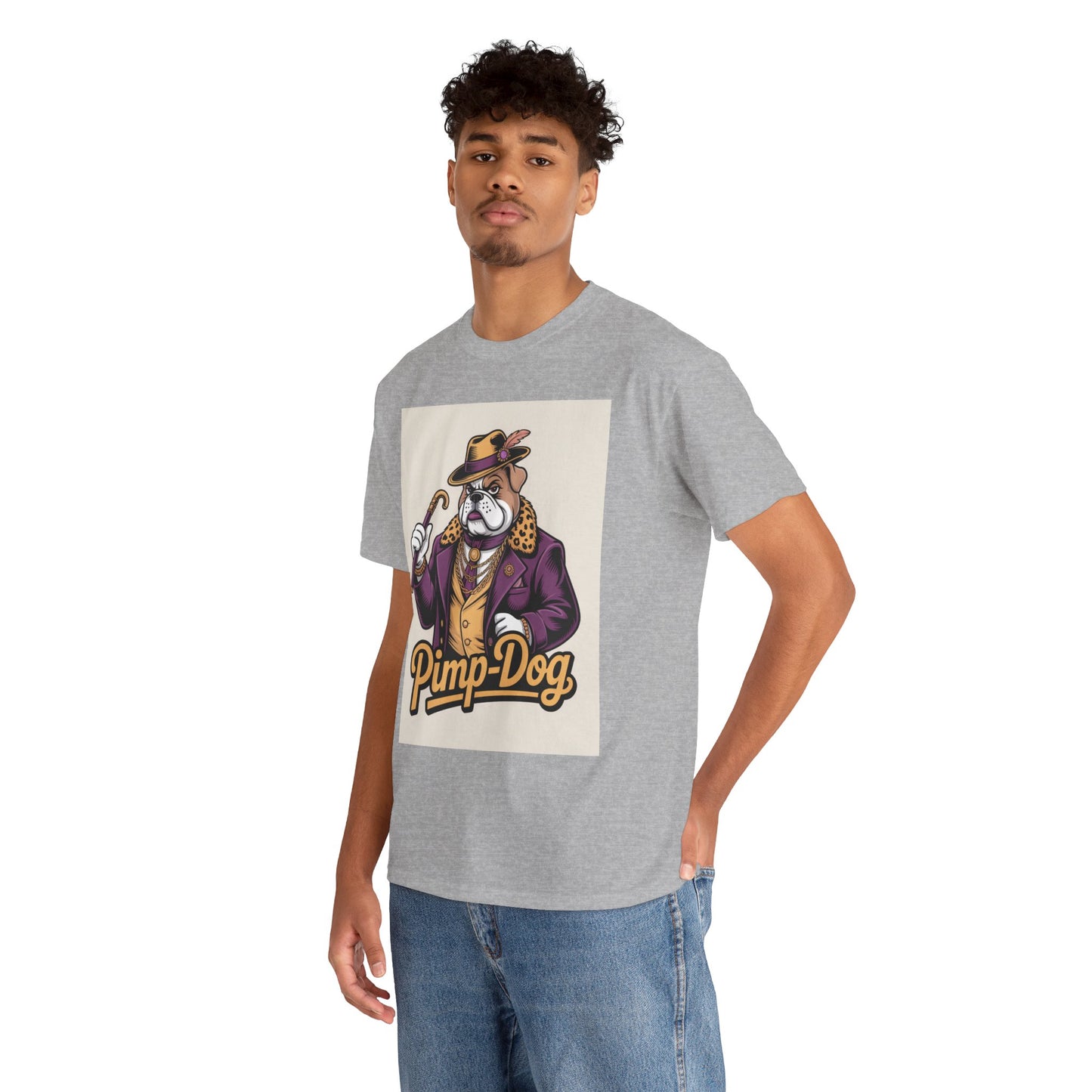 Pimp-Dog Graphic Tee — Retro Bulldog Character Shirt Printify