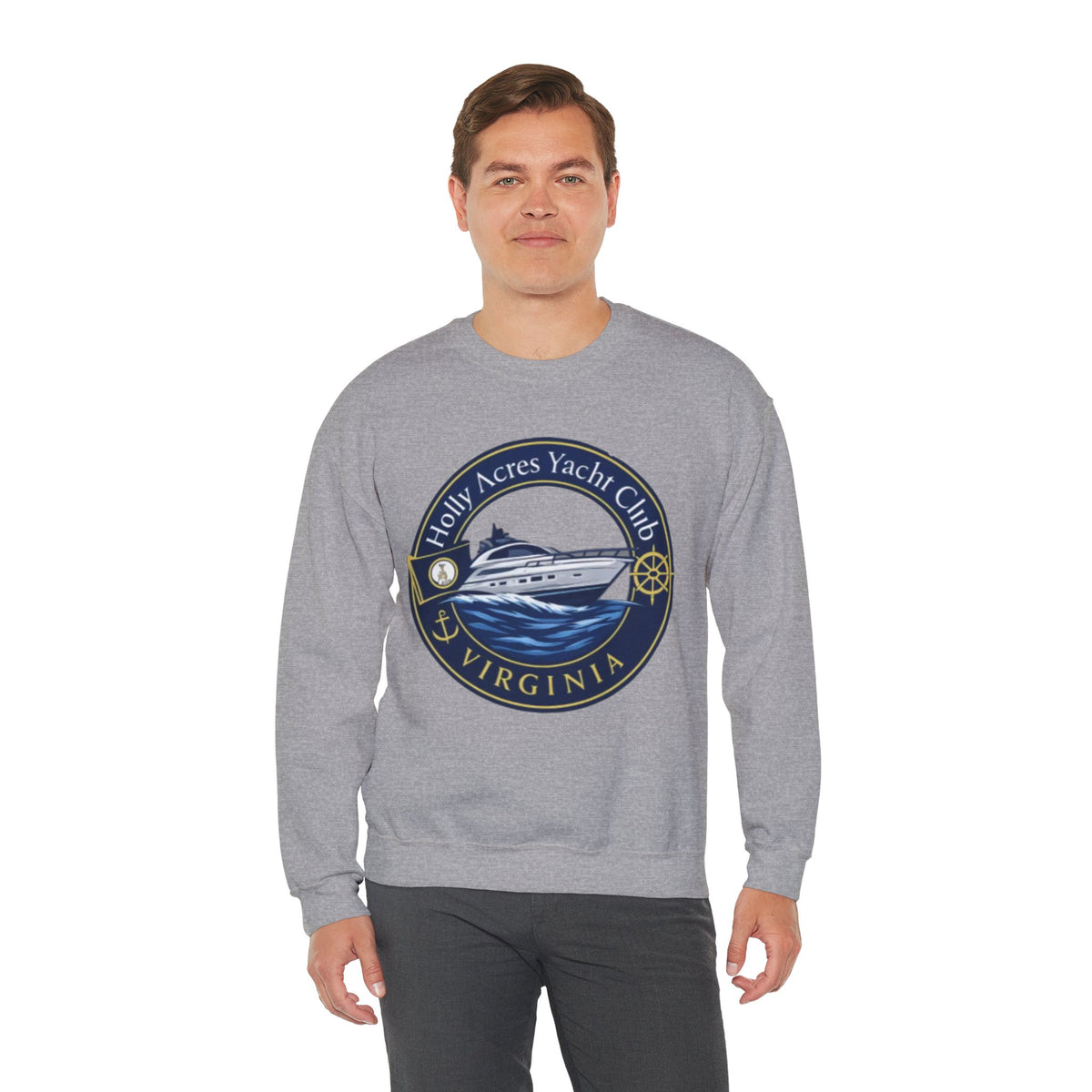 Virginia Yacht Club Crewneck Sweatshirt — "Holly Acres Yacht Club" Nautical Logo
