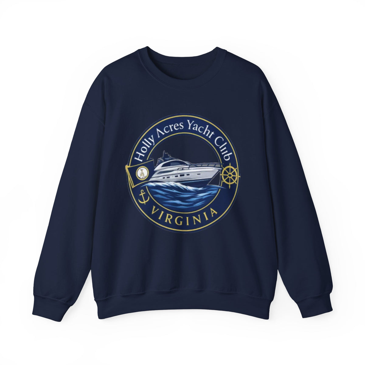Virginia Yacht Club Crewneck Sweatshirt — "Holly Acres Yacht Club" Nautical Logo