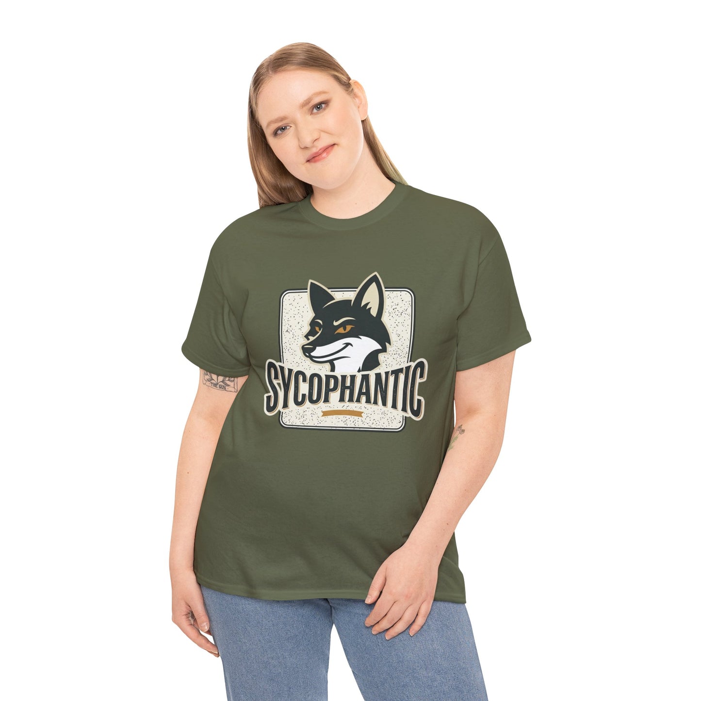 Sycophantic Fox Graphic Tee — Retro Animal Logo T-Shirt