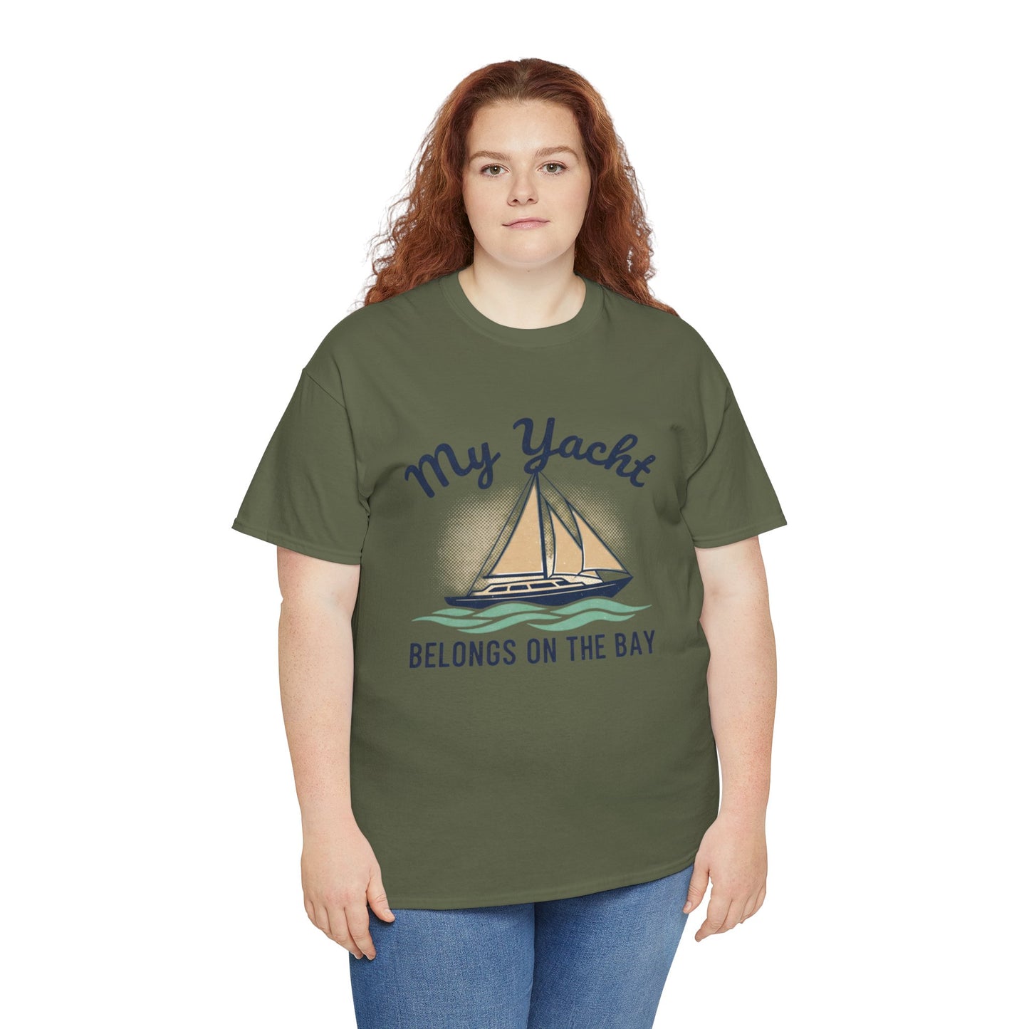 Sailboat Graphic Tee - "My Yacht Belongs on the Bay" Casual Nautical T-Shirt