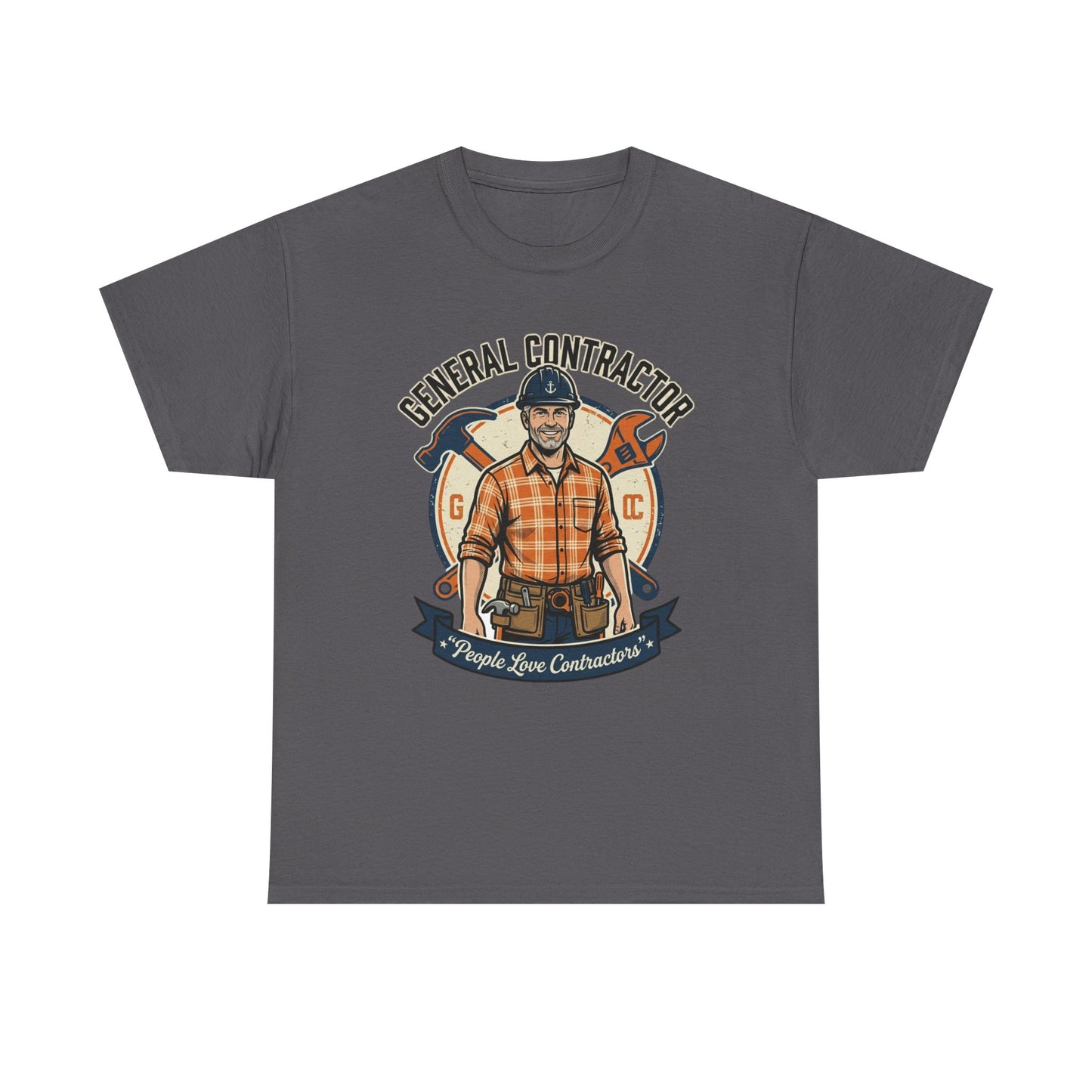 General Contractor T-Shirt — Vintage Construction Worker Logo Tee Printify