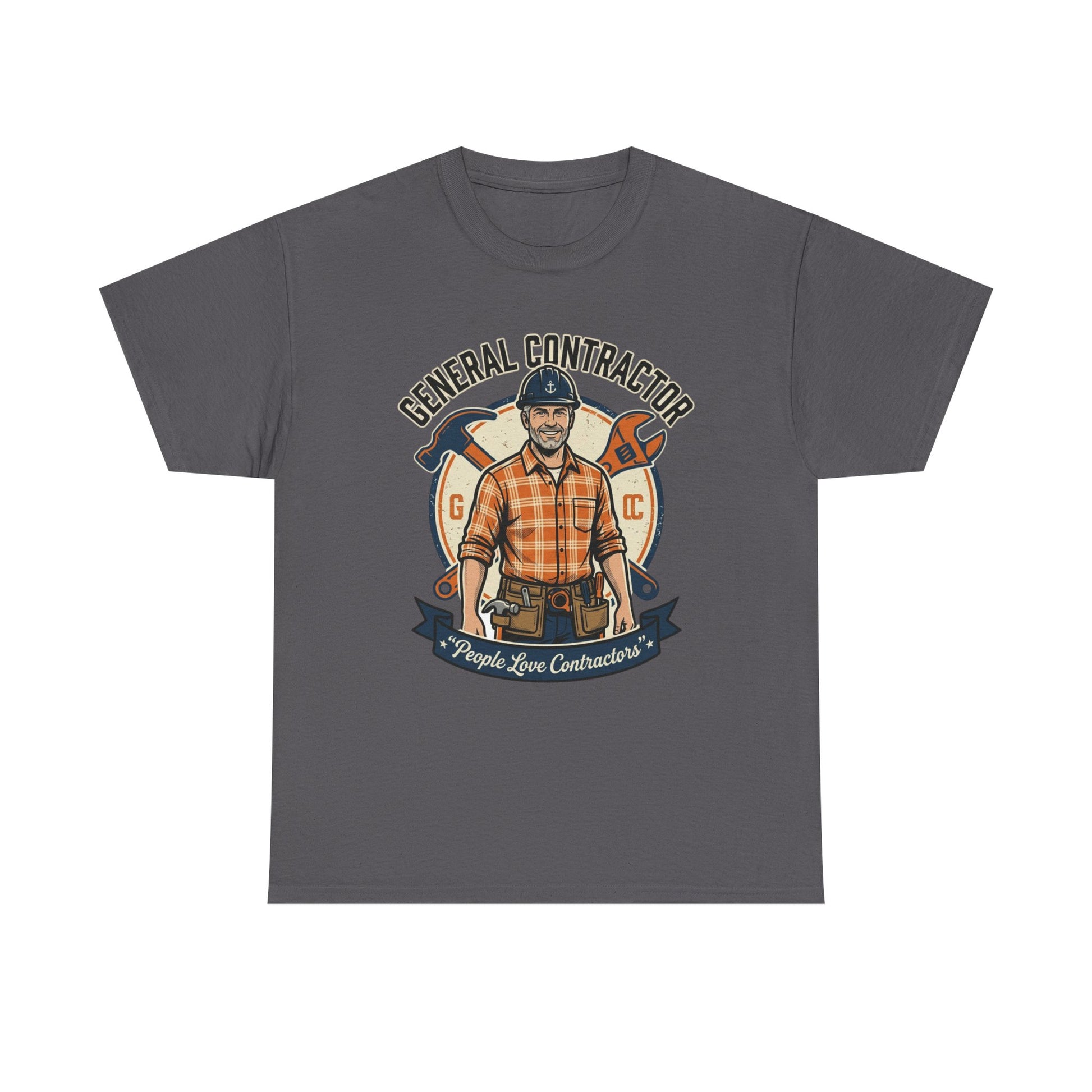 General Contractor T-Shirt — Vintage Construction Worker Logo Tee Printify
