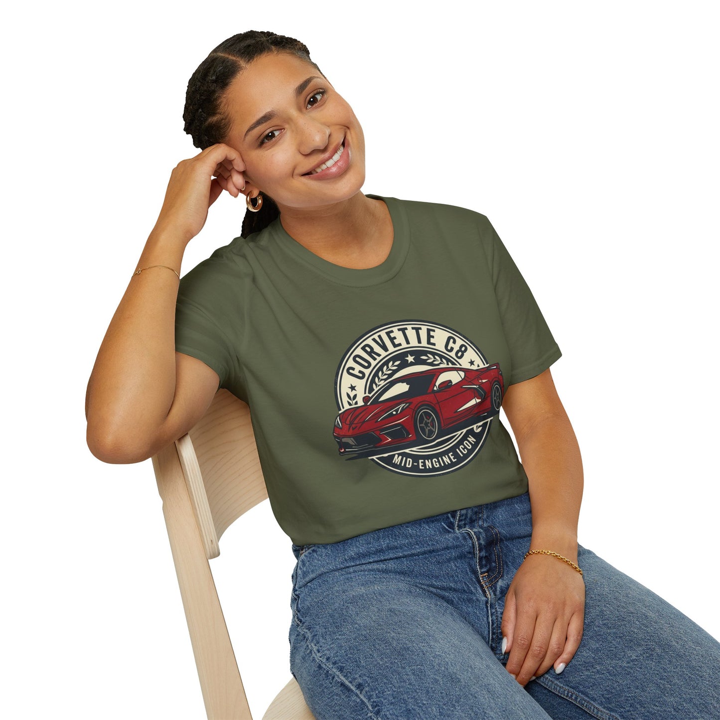 Corvette C8 Tee — Red Mid‑Engine Icon Car Shirt
