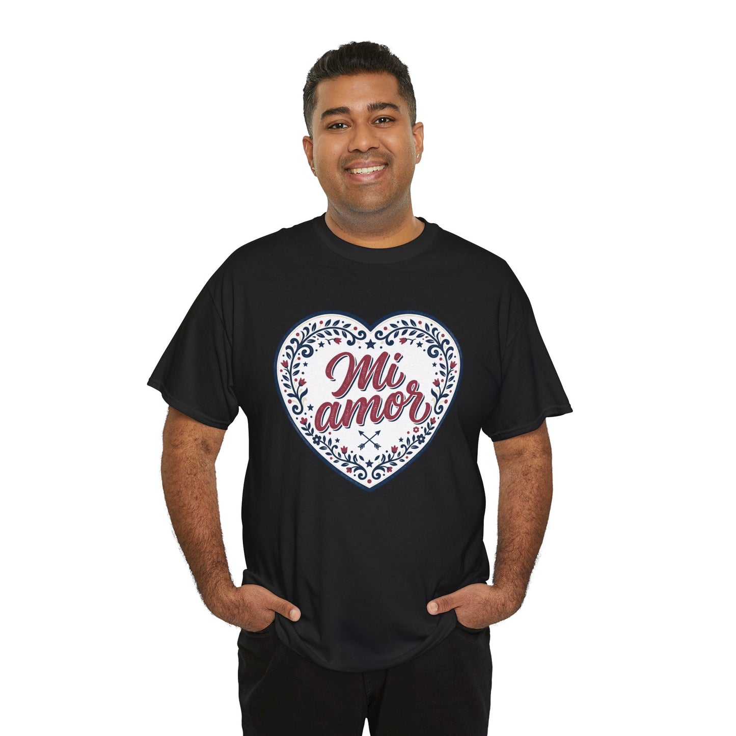 Mi Amor Heart T-Shirt — Romantic Floral Graphic Tee for Valentine’s Day