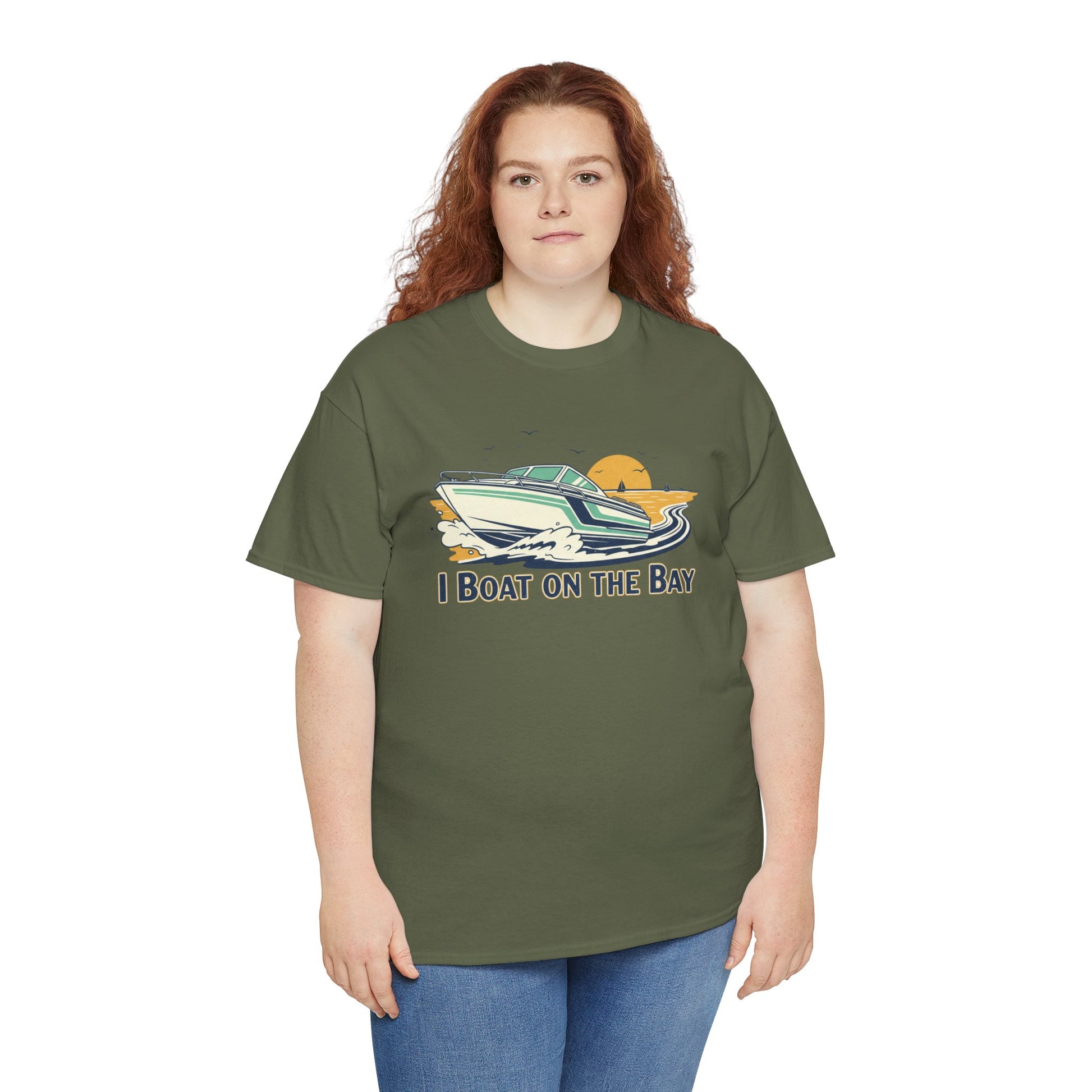 Boat on the Bay T-Shirt — Retro Motorboat Sunset Tee Printify