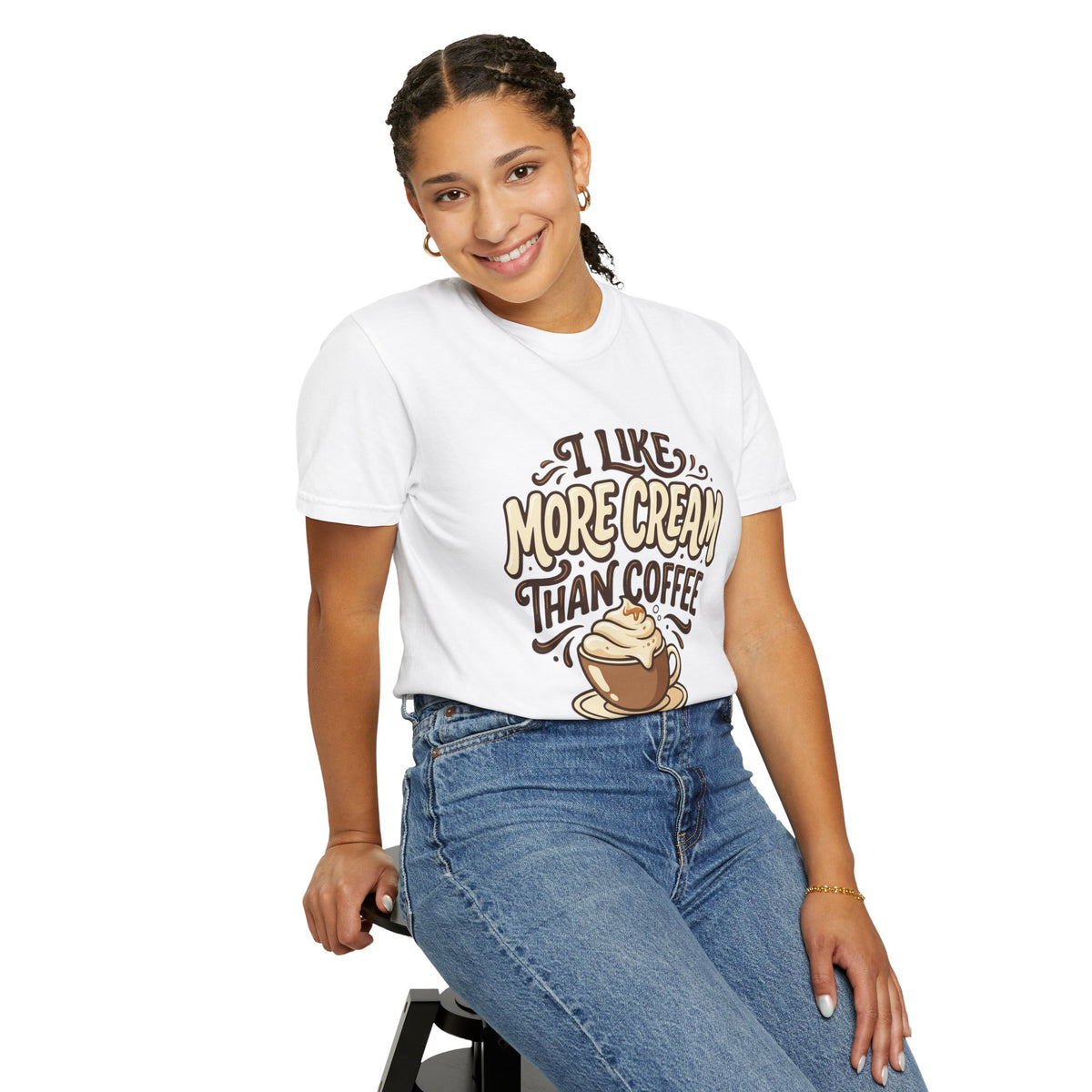 Coffee Tee — "I Like More Cream Than Coffee" Graphic T-Shirt