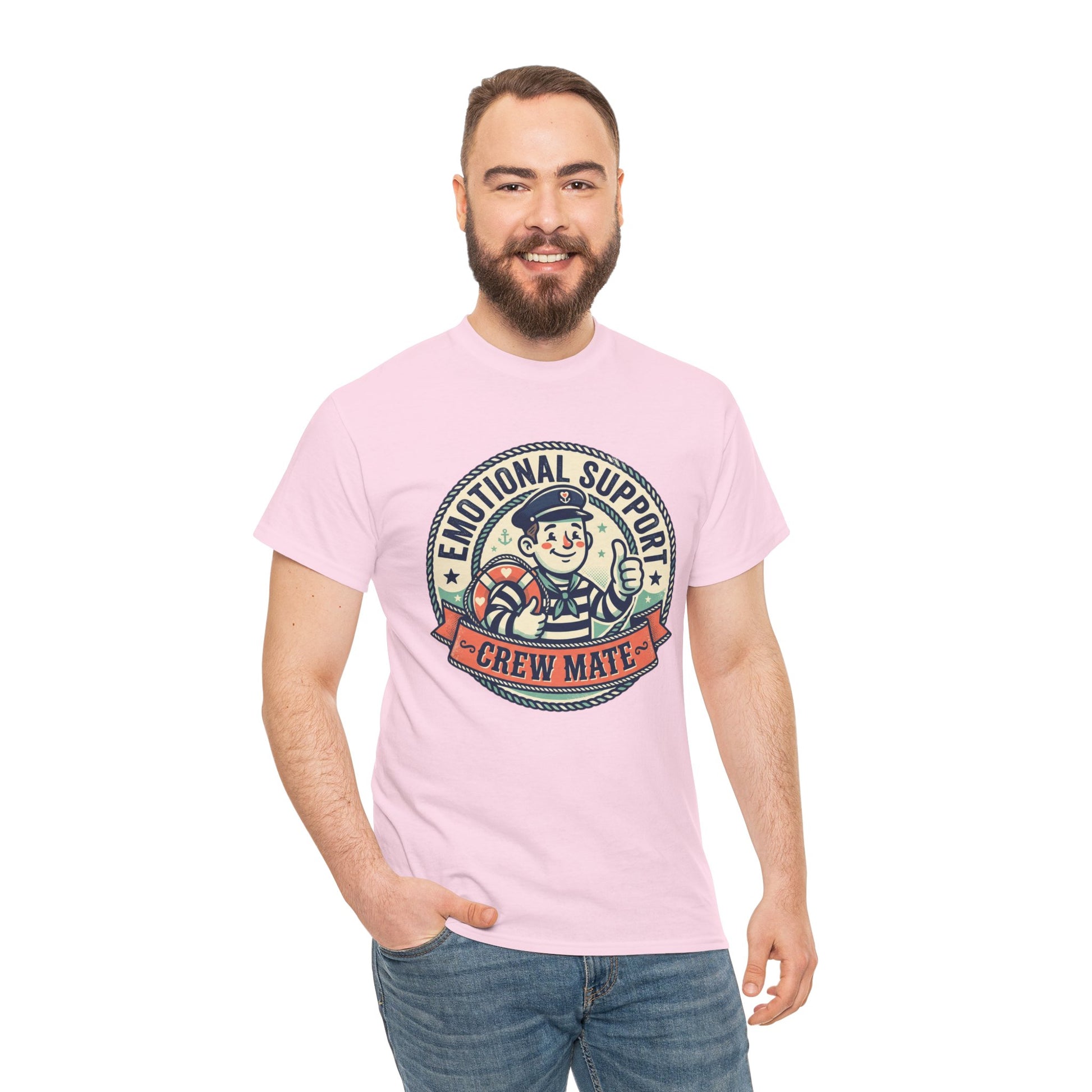 Emotional Support Crew Mate T‑Shirt — Retro Nautical Crewmate Tee Printify
