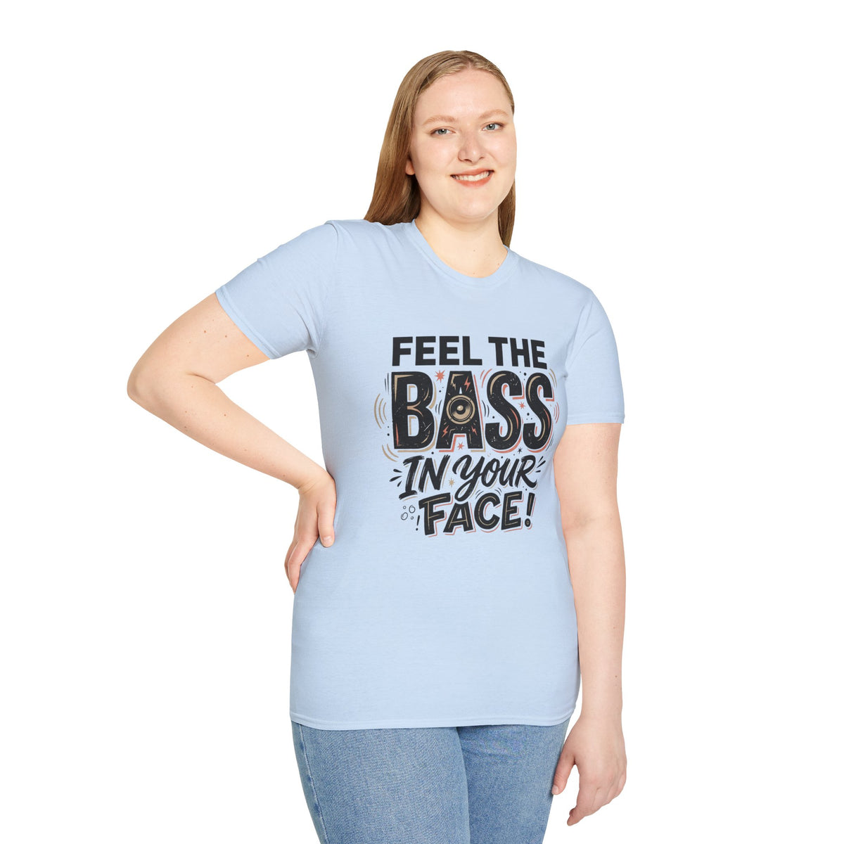 Feel the Bass In Your Face T-Shirt — Graphic Music Lover Tee