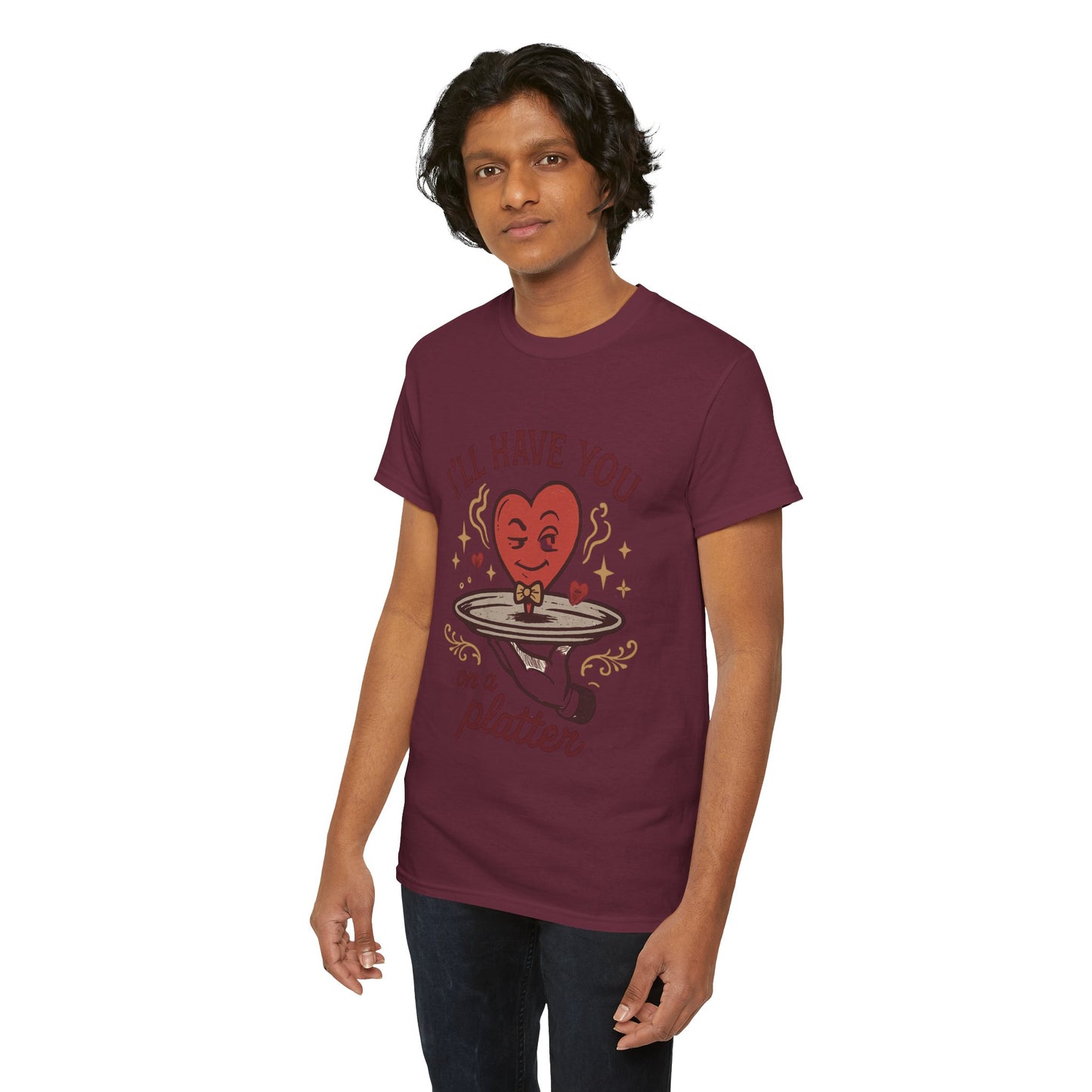 Valentine Heart on a Platter T-Shirt — I'll Have You on a Platter Cute Romantic Tee