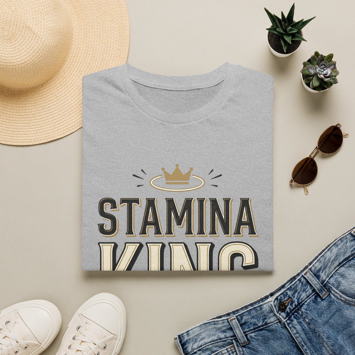 Stamina King T-Shirt — Bold Crown Fitness Tee for Workout Motivation