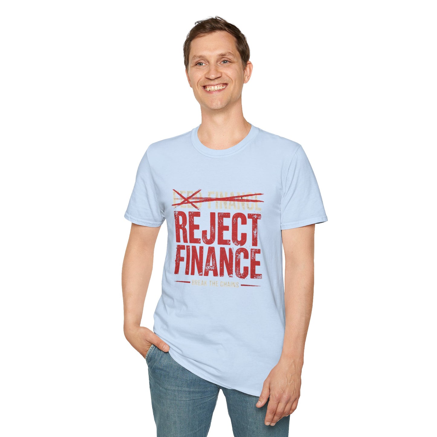 Reject Finance T-Shirt — Bold Red Protest Graphic Tee
